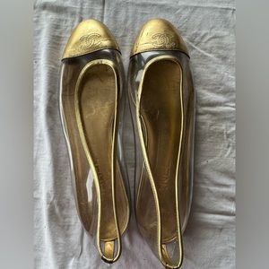 Chanel gold & clear ballerinas size 39 1/2